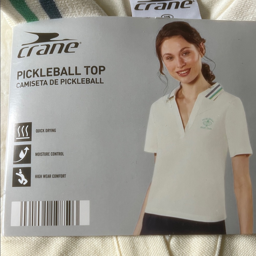 Crane Women's White Pickleball Polo Shirt